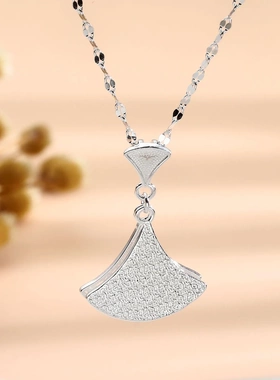 6768号 足银990花丝双银杏叶项链百搭国风实心吊坠项链送女友直播