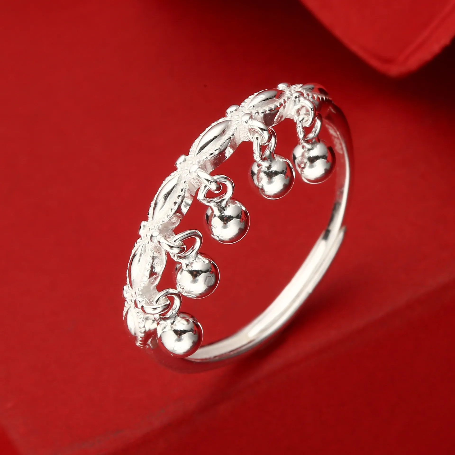 7907号足银990流苏转运珠戒指女高级感小众设计可调节指环潮爆款