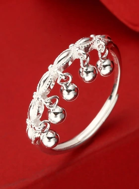 7907号足银990流苏转运珠戒指女高级感小众设计可调节指环潮爆款