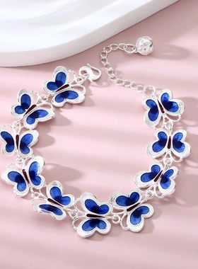 8592号足银990花丝珐琅大蝴蝶手链新中式百搭手链引流直播爆款