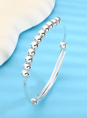 8581号足银999推拉光面转运光珠手镯莫比乌斯直播爆款