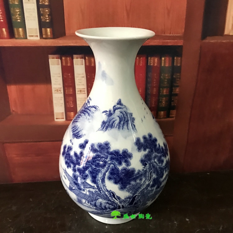 中式风客厅插花景德镇瓷器