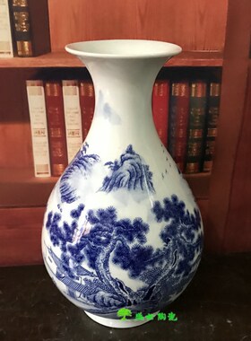 中式风客厅插花景德镇瓷器