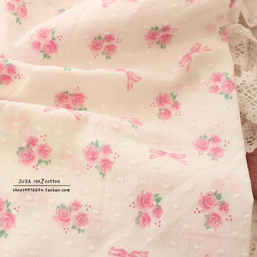桔家juza唯美韩系碎花剪花全棉衣服发圈手工连衣裙装饰纯棉面料