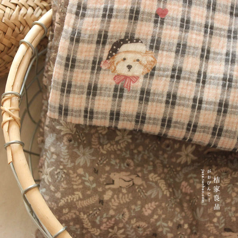 韩单双层纱婴儿级a类水洗褶皱纯棉布睡衣口水巾衣服被套全棉面料