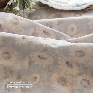 油画韩国帆布细纱兔子衣服床品装 饰拍照发圈桌布床单纯棉布料面料