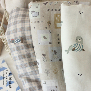 复古卡通婴儿级纱布a类纯棉双层纱衣服床品手工浴巾布料全棉面料