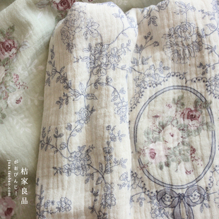 出口单双层纱水洗褶皱纯棉布料睡衣口水巾浴巾被套床单全棉面料