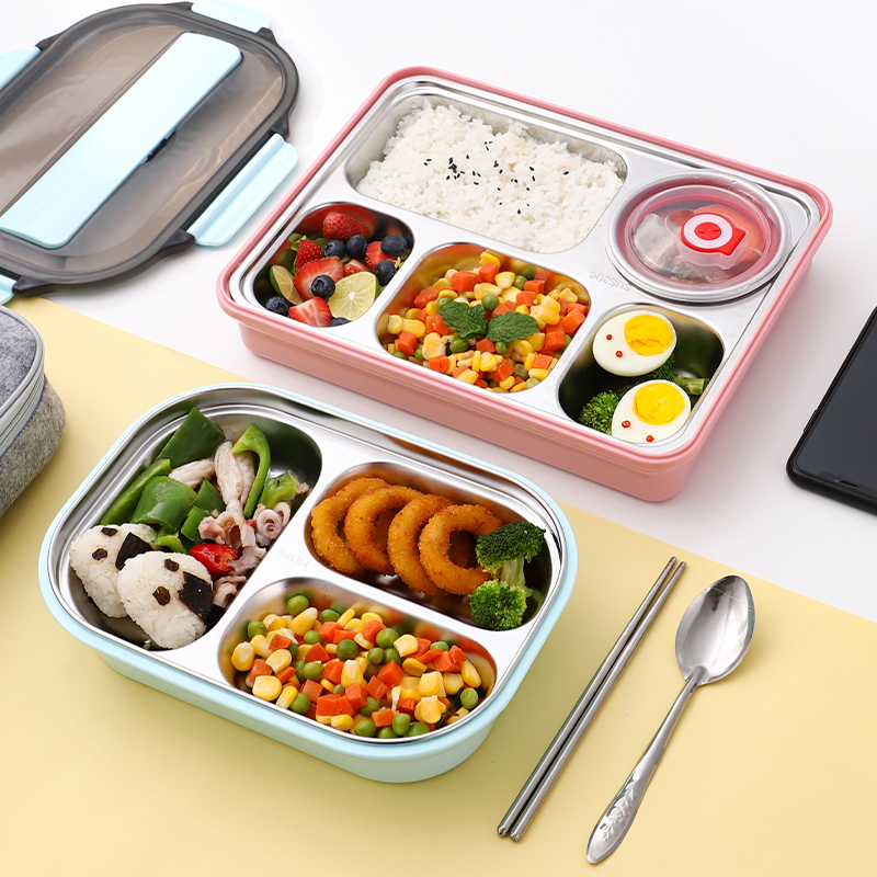 3304不锈钢饭盒便当盒保温学生食堂分格便携分隔型上班族餐盒套装