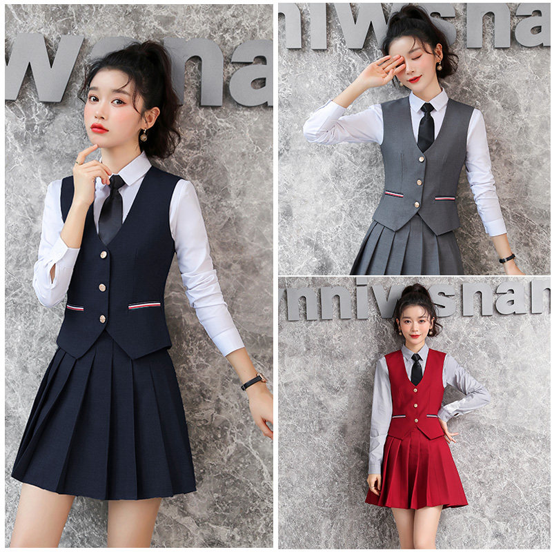 工作服女酒吧餐饮服务员服务生饭店吧台KTV酒店前台工作套装马甲