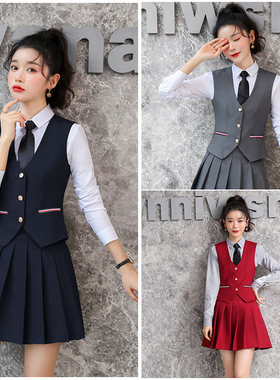 工作服女酒吧餐饮服务员服务生饭店吧台KTV酒店前台工作套装马甲