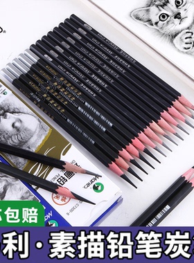马利素描铅笔绘画碳笔初学者速写2h6b8b14b炭笔软中硬绘图2比4b美术用品马力牌12b画画套装hb美术生专用工具