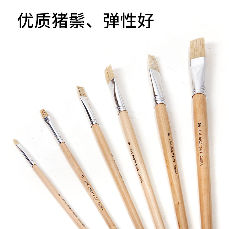 MARLEY BRAND GENUINE G1716 SET 6-PACK BRUSH ROW PEN BRISTLES PIG HAIR GOUACHE PAINT WATERCOLOR OIL PAINT BRUSH ACRYLIC|OIL PAINTING COLOR BRUSH SET