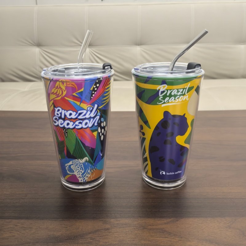 瑞幸巴西主题季卡皮巴拉联名PP杯改造全套内胆亚克力外壳吸管盖子