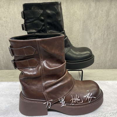 M60 专柜正品2024冬款女士时装靴真皮靴子女鞋WX84243409-799