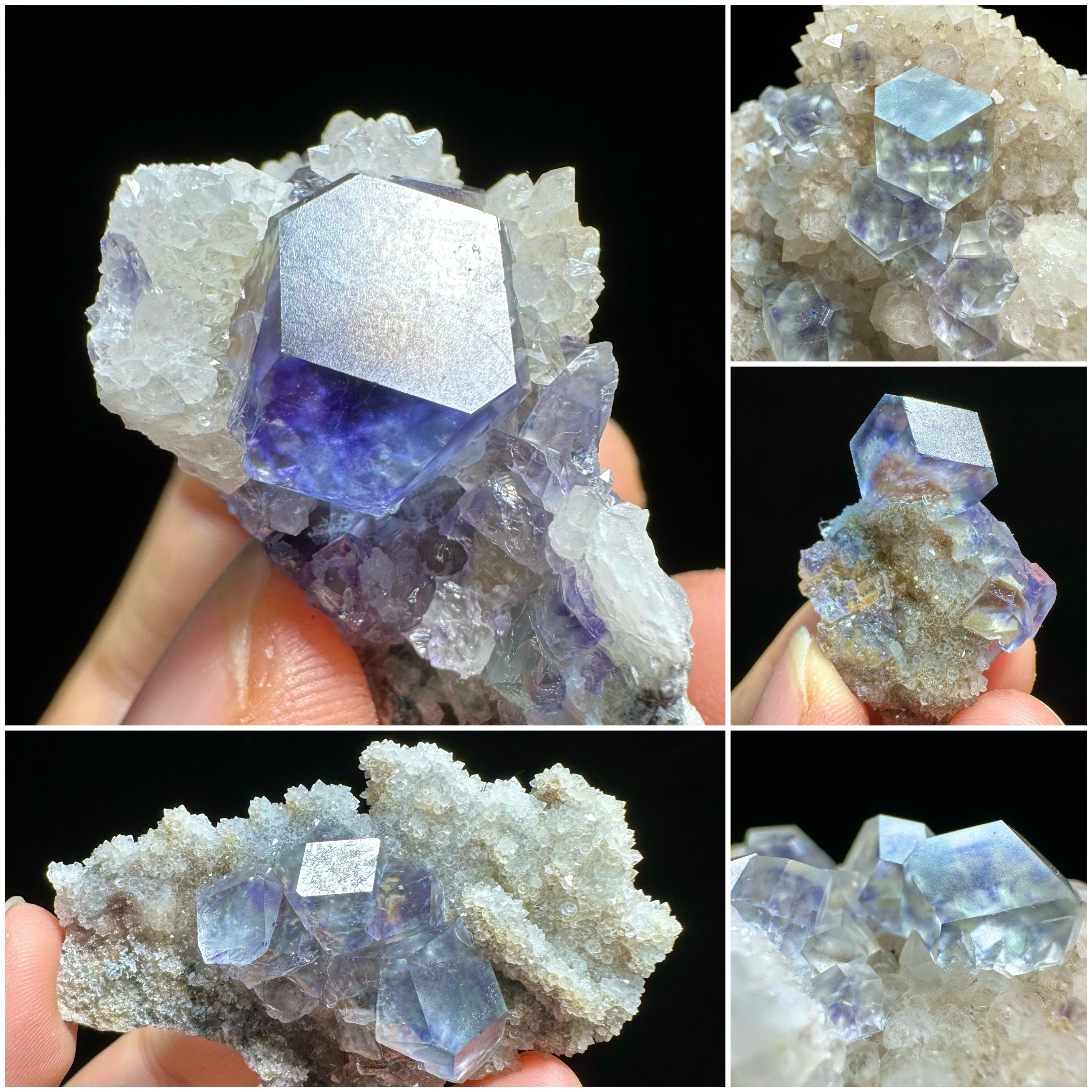 菱形十二面体紫绿萤石水晶天然矿物晶体矿石标本原石宝石奇石摆件