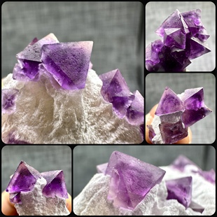 八面体紫红萤石天然矿物晶体矿石标本原石宝石奇石摆件教学收藏
