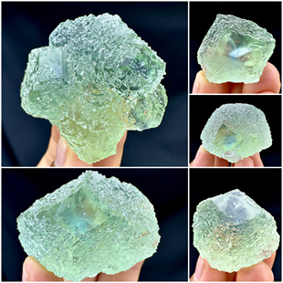 香花岭阶梯蓝心绿萤石方解石方解石天然矿物晶体矿石标本摆件教学