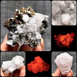 铜钱粉方解石黄铜矿天然原矿石矿物晶体标本摆件教学观赏收藏奇石