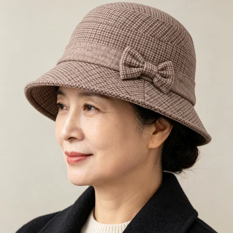 中老年妈妈帽子女士渔夫帽秋冬款加绒保暖防风老年人奶奶休闲盆帽