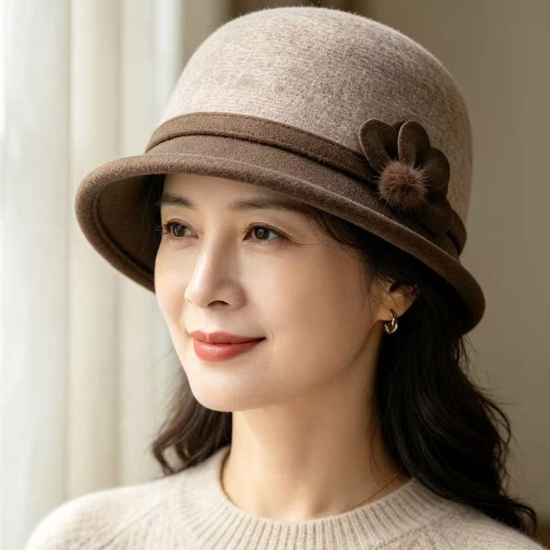 中老年人帽子女秋冬天妈妈洋气渔夫帽老人奶奶老太太加绒保暖盆帽