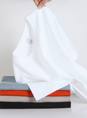 重磅280g纯棉短袖t恤男生潮牌潮白色宽松圆领大码男女装情侣体恤