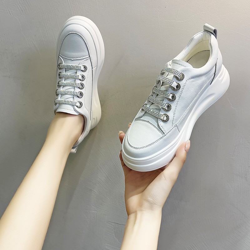 牛皮真皮2024内增高休闲风板鞋