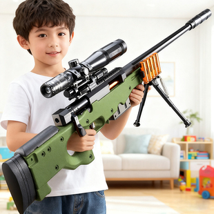 大号AWM抛壳狙击枪儿童玩具枪男孩98k男童步抢m24软弹枪5—7一9岁