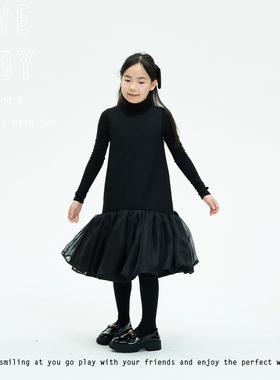 LBQ原创童装  高定黑色礼服A字裙+高领打底衫