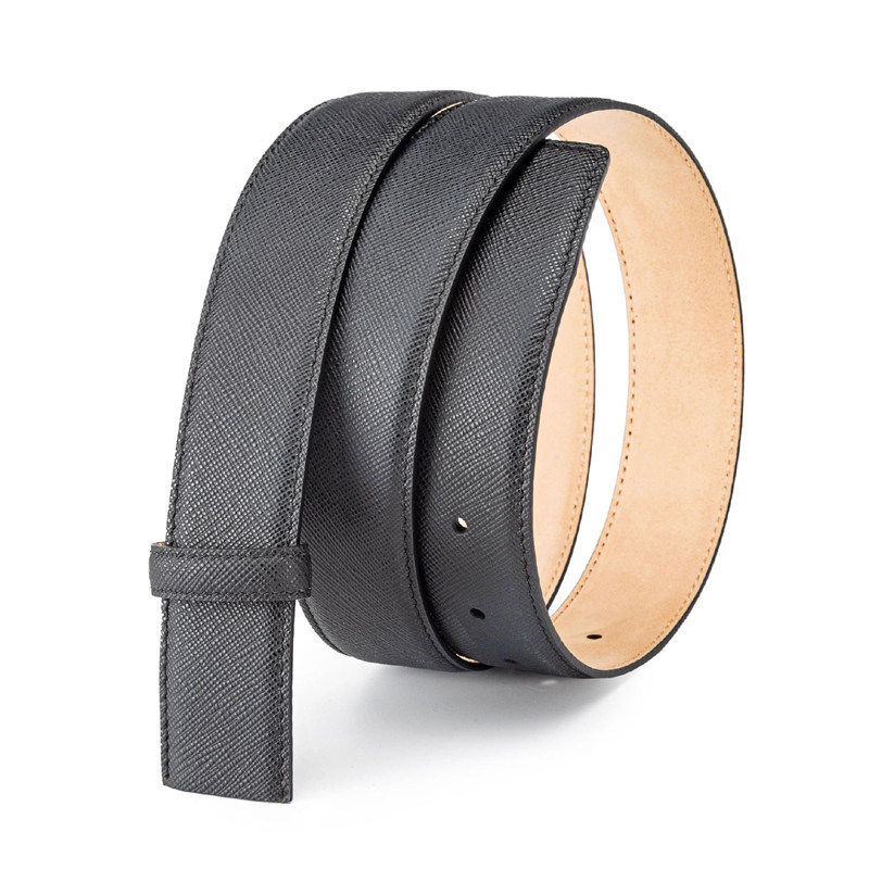 高档男士无头皮带真皮腰带双面头层牛皮十字纹裤带不带头打孔青年