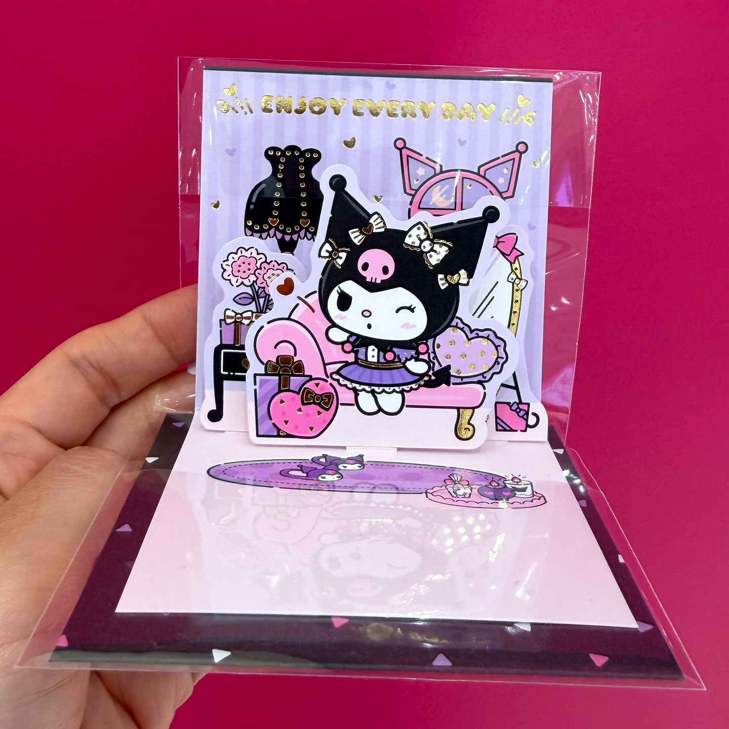 日本正品现货sanrio美乐蒂库洛米立体迷你贺卡生日小卡片带信封