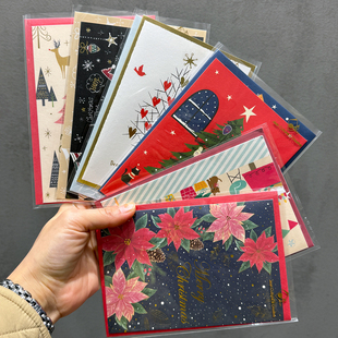 凝美屋人气jean card简约对折圣诞贺卡精致节日平安夜氛围带信封