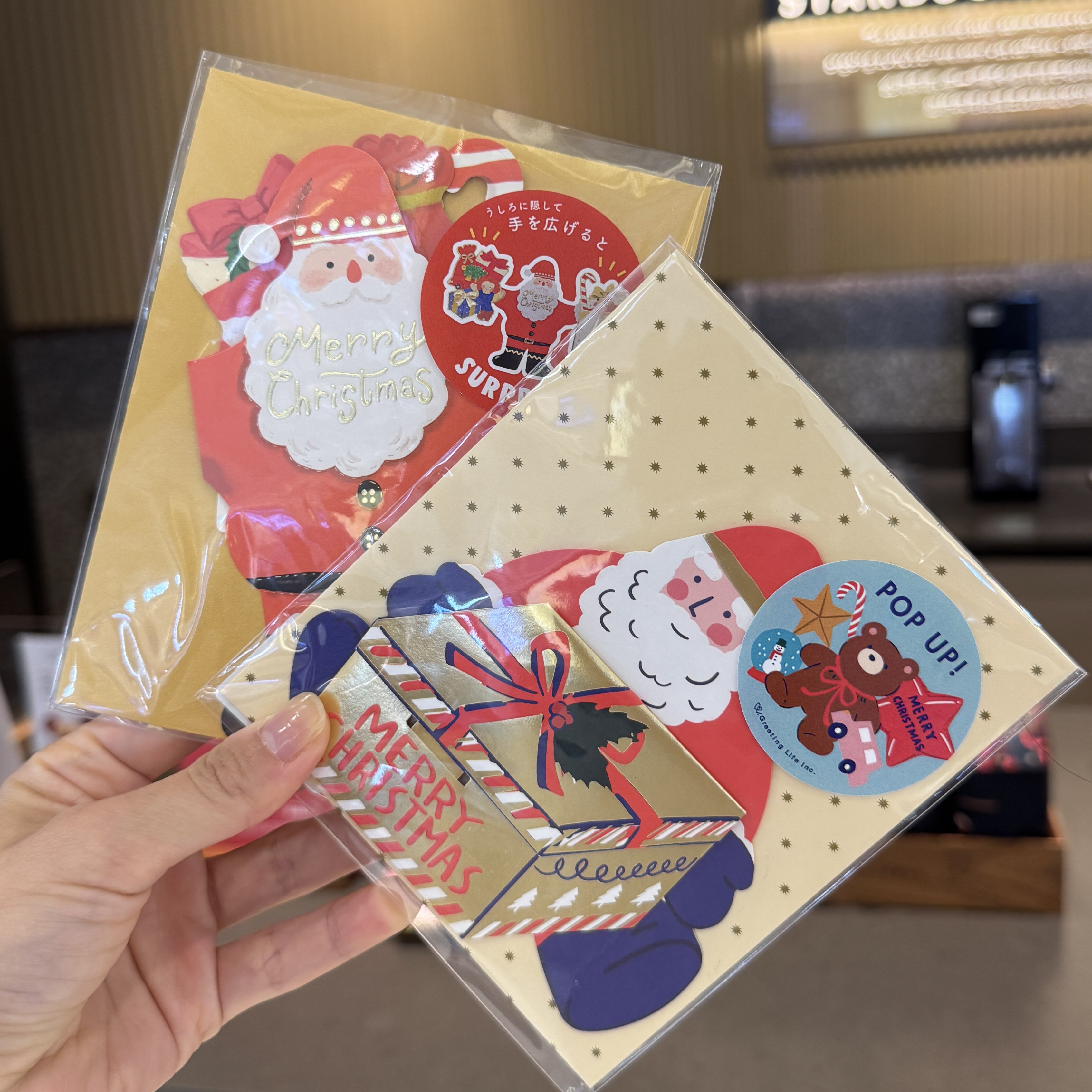 日本新款主题立体贺卡圣诞老人可爱装饰节日玩具盒造型简约小卡片