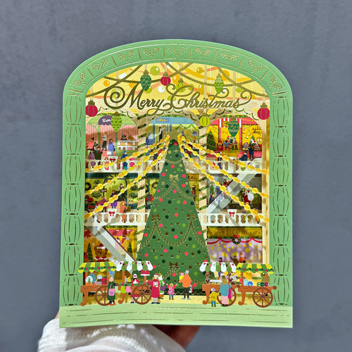 日本新款圣诞树立体贺卡