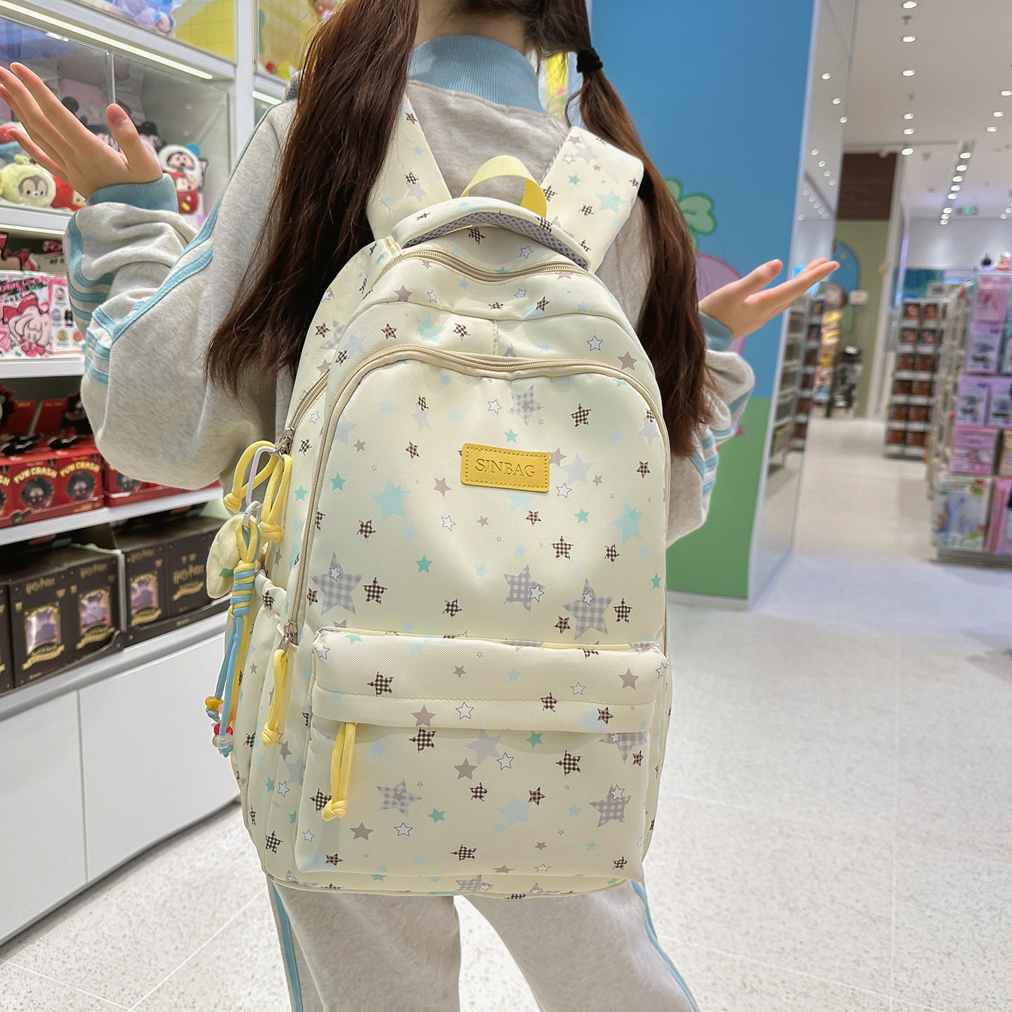 韩系慵懒风书包初高中女生大容量多隔层学生双肩包高颜值书包女生