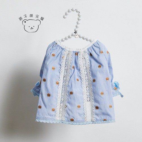 燕子萌宠屋韩国代购louisdog宠物猫狗舒适宽松汉堡包蝴蝶结衬衫