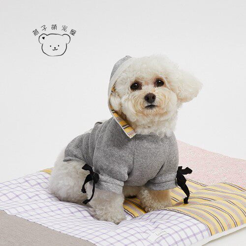 燕子萌宠屋韩国代购 louisdog宠物猫狗连帽蝴蝶结丝带套头衫上衣