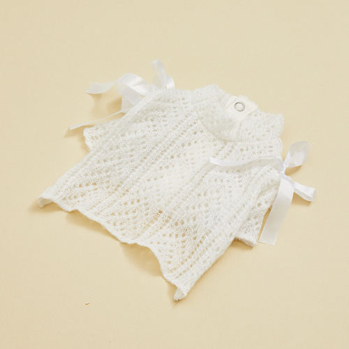 燕子萌宠屋韩国代购 louisdog白色镂空针织开衫