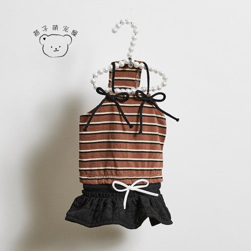 燕子萌宠屋韩国代购louisdog宠物猫狗细肩带极客风格连衣裙