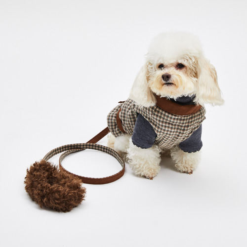 燕子萌宠屋韩国代购Louisdog小型猫狗秋冬毛绒手握牵引绳