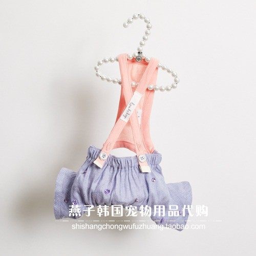 燕子韩国宠物衣服代购 louisdog猫狗可爱半身裤蓝色粉色带钻