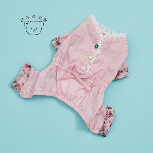 燕子萌宠屋韩国代购 louisdog宠物猫狗蕾丝花边四脚裤连体裤