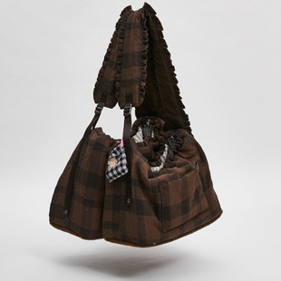 燕子萌宠屋韩国代购 louisdog秋冬小型宠物猫狗格子外出包斜挎包