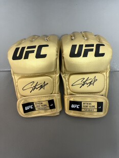 黑龙 阿迪萨亚亲笔签名拳套 ufc冠军