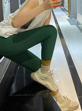 S级出口高品质磨毛裸感瑜伽裤 25寸九分女高腰收腹28寸全长健身裤