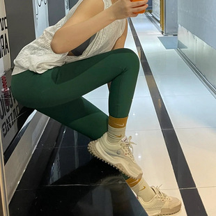 S级出口高品质磨毛裸感瑜伽裤 25寸九分女高腰收腹28寸全长健身裤
