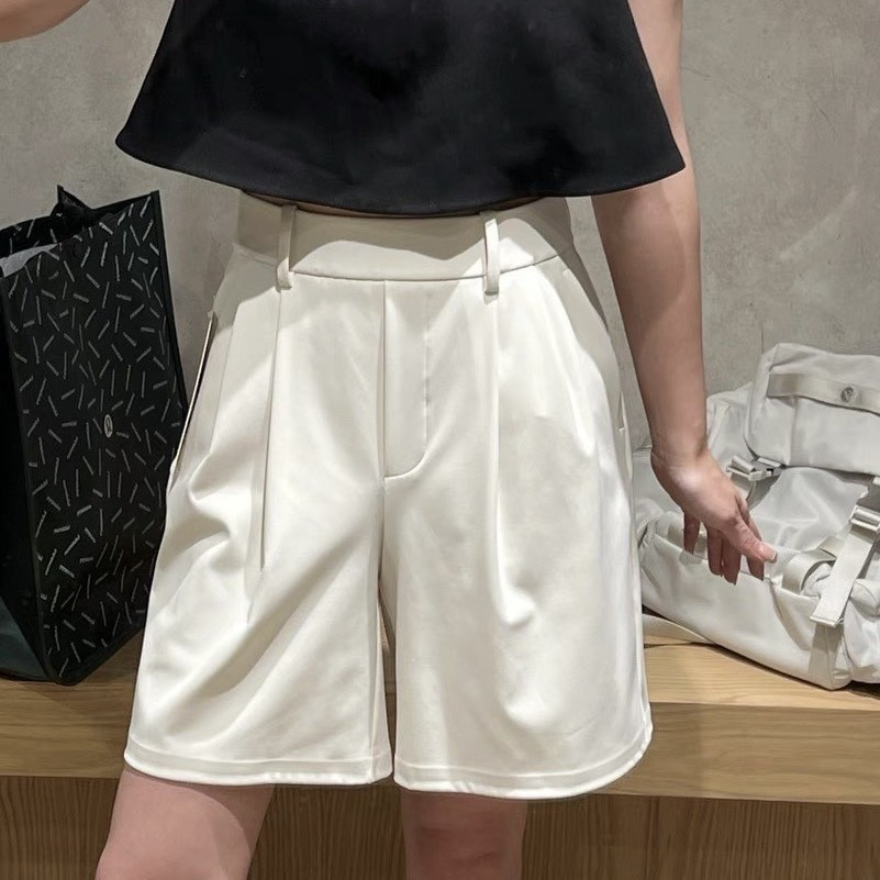 高腰梨型通勤西裤～女10寸直筒五分裤阔腿短裤宽松运动垂坠神裤