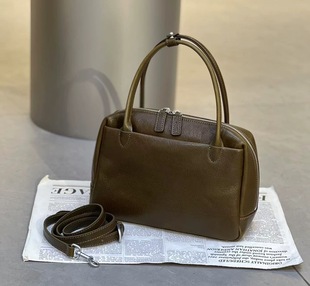 ZOEYLEE 头层植鞣牛皮复古手提小方包通勤中号单肩斜挎女包