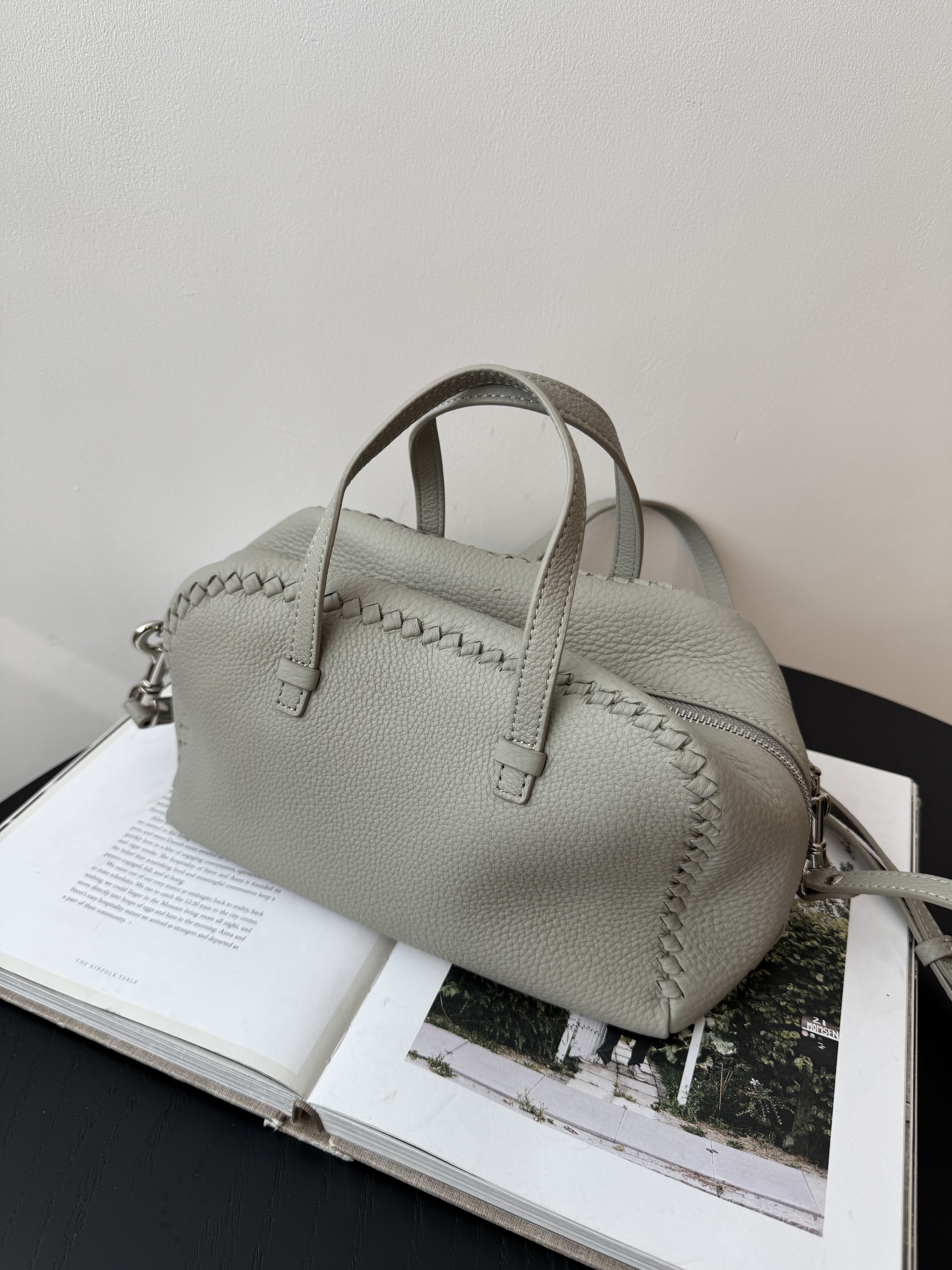 ZOEYLEE 小众编织设计波士顿头层牛皮大容量时尚通勤极简斜挎包女