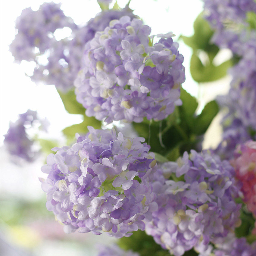 高仿真4头小雪球长枝香绣球花家居装饰客厅摆放绢花插花拍摄道具